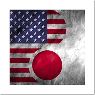 USA Japan Dual Yin Yang Flag Posters and Art